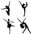 Set of ballerina silhouettes vector , ballet dancer