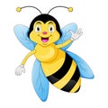 Cute bee cartoon waving hand Royalty Free Stock Photo