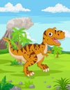 Cartoon tyrannosaurus in the jungle