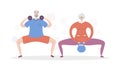 Flat vector illustration Senior Couple Fitness.