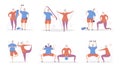 Set of vector illustration Senior Fitness.