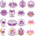 Set of emblems for Islamic holy Ramadan traditions