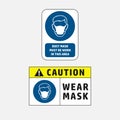 Dust Mask Must be Worn in This Area, Caution Wear Mask Symbol Sig