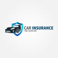 Car Insurance logo design, concept with car and shield