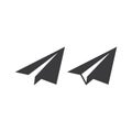 Paper plane simple black isolated vector icon set.