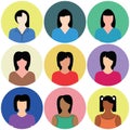 Set of Flat Woman Avatars