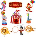 Set of circus cartoon artists and animals Royalty Free Stock Photo