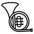 Brass, french horn, Line Style vector icon which can easily modify or edit Royalty Free Stock Photo