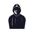 The man in the hood. The silhouette of a person. Incognito. Vector illustration Royalty Free Stock Photo