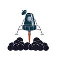 Lunar module. Launch of a spacecraft. Vector illustration