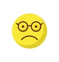 nerdy, glasses face Color Vector Icon which can edit easily