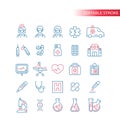 Medical health care thin line vector icon set. Royalty Free Stock Photo