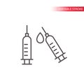 Syringe or injection with drop