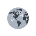 Airplane flight route. Airlines. Vector illustration