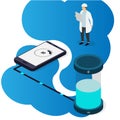 Research laboratory. Charge your phone of high technology. Vector illustration