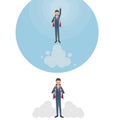 Rocket man. A man with a jetpack. Businessman, vector illustration Royalty Free Stock Photo