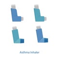 Asthma inhaler for allergy patient on white background