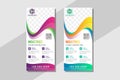 Modern gradient blue, yellow, purple and green Roll Up Banner template vector illustration