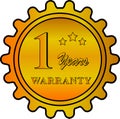 One years warranty gold medal vector