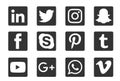 Social media logo black icons set Popular illustrations simple flat vector