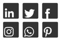 Social media logo black icons set Popular illustrations simple flat vector Royalty Free Stock Photo