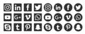 Social media logos black circle icons set Popular illustrations simple flat vector