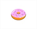 Illustration graphic of strawberry jam fravored donuts with attractive colors and sprinkles meses