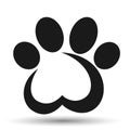 Abstract dog paw print vector draw icon logo