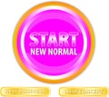 Start button illustration, starts a new normal life after the covid-19 outbreak. A new way of life, Impact of Coronavirus, new con Royalty Free Stock Photo