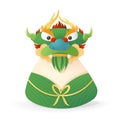 Dragon Boat Festival concept - Dragon head front view on Zongzi - Duanwu or Zhongxiao - vector illustration isolated