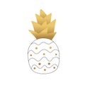 Vector quirky illustration of an apple with golden leaves.