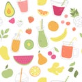 Vector seamless pattern with fruit smoothies.