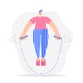 Woman exercising with a jumping rope. Modern flat illustration on fitness.