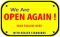 We are open again sign vector, health standard, new normal, warning sign