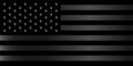 American flag, USA, black and white metallic background.