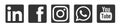 Facebook, Instagram, whatsapp, youtube Linkedin social media logo icon in black vector isolated on white background