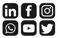 Social media logo black icons set Popular illustrations simple flat vector