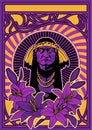 Psychedelic Art Poster, Flowers and Old Indian Chief