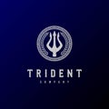 Trident Neptune God Poseidon Triton King Spear Label logo design Royalty Free Stock Photo