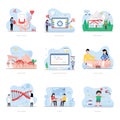 People Working Illustrations in Flat Style Royalty Free Stock Photo