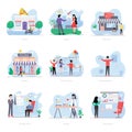People Services Creative Illustration in Flat Design Royalty Free Stock Photo