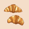 Two croissants art vector design Royalty Free Stock Photo
