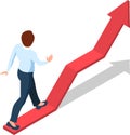 Man walking upward on growth graph	icon Royalty Free Stock Photo