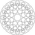 Mandala, flat drawing of corona virus, Covid-19 doodle, vector drawing for coloring book Royalty Free Stock Photo