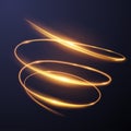 Abstract spiral gold light line