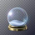 Realistic empty christmass glass snow globe
