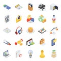 Business Icons in Modern Isometric Style Royalty Free Stock Photo