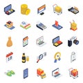 Pack Of Online Shopping Isometric Icons Royalty Free Stock Photo