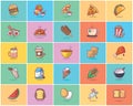 Colorful Flat Icons of Food