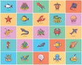 Pack Of Undersea Flat Icons Royalty Free Stock Photo